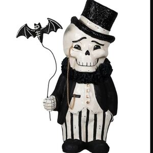Bethany Lowe Dapper Desmond Skelly Skeleton‎ Striped Halloween Figurine